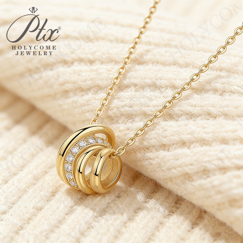 Golden Fashion Light Luxury Necklace Layered for High-end Look S925 Silver European and American Best-selling Moissanite Clavicle Chain