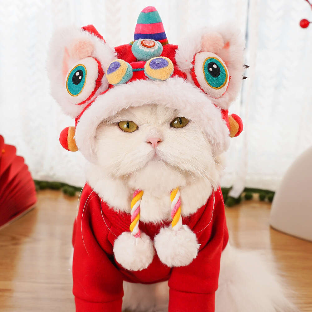 Autumn 2026 And Winter Warm Pet Funny New New Year Transformation Tiger Head Dog Hat pet supplies Headwear Cat Supplies Wholesale
