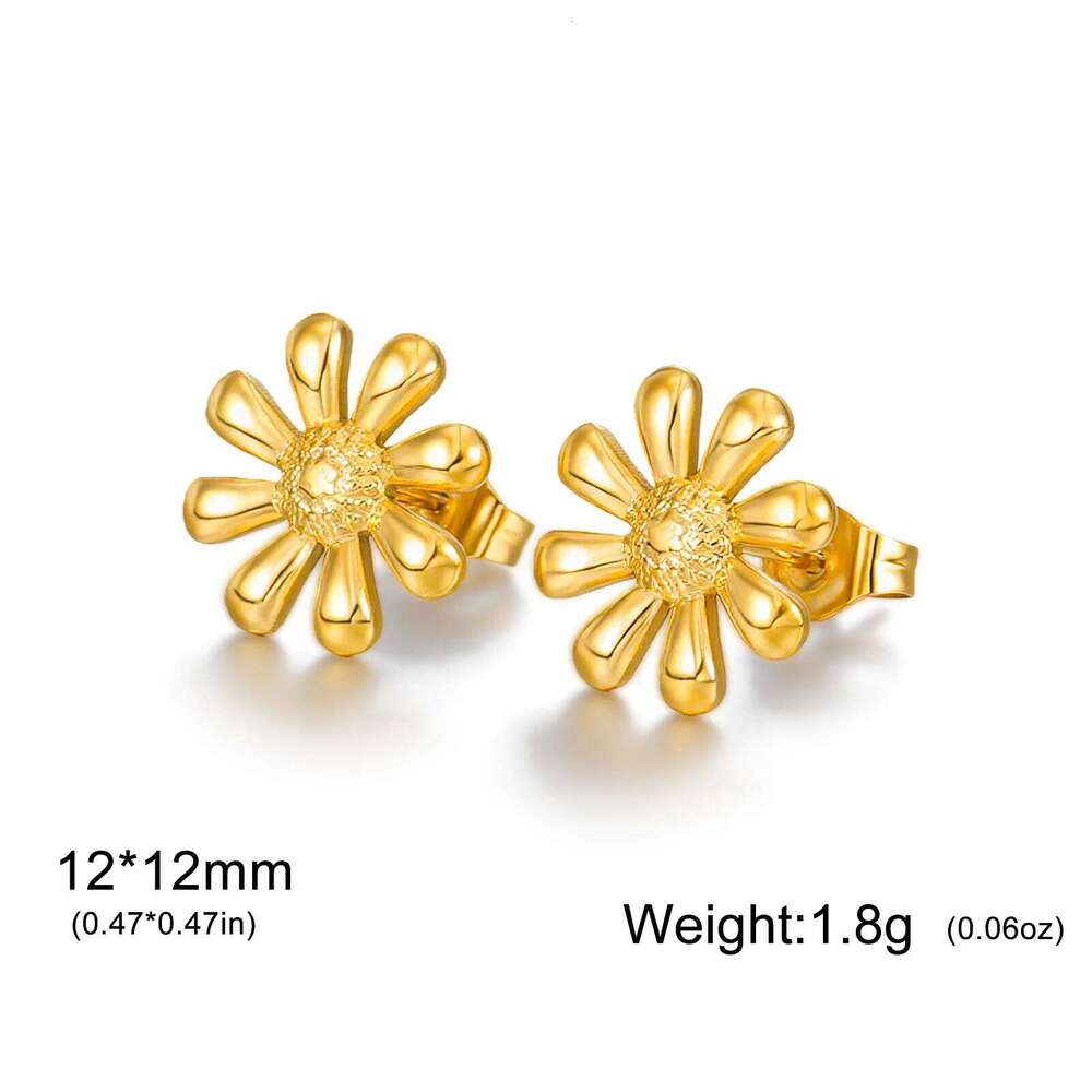 Cazador Stainless Steel Gold Color Flower Women Jewelry 2025 Trend Mini Stud Earrings Valentine Gifts New 25H1226