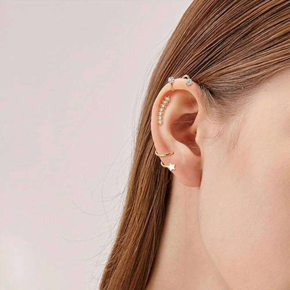FASACCO 1PC Cartilage Earring Stud for Women Flower Heart Hypoallergenic Stainless Steel Screw Back CZ Earrings Piercing Jewelry 25H1226