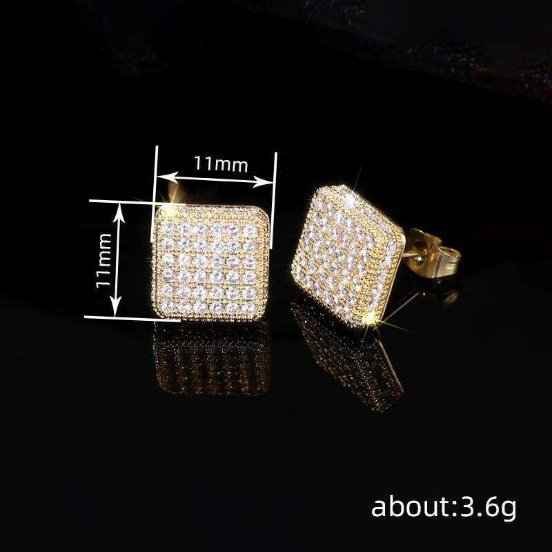 Huitan Trendy Square Stud Lady Full Bling Iced Out Brilliant Cubic Zirconia Jewelry Fashion Women's Daily Wear Earrings 25H1226