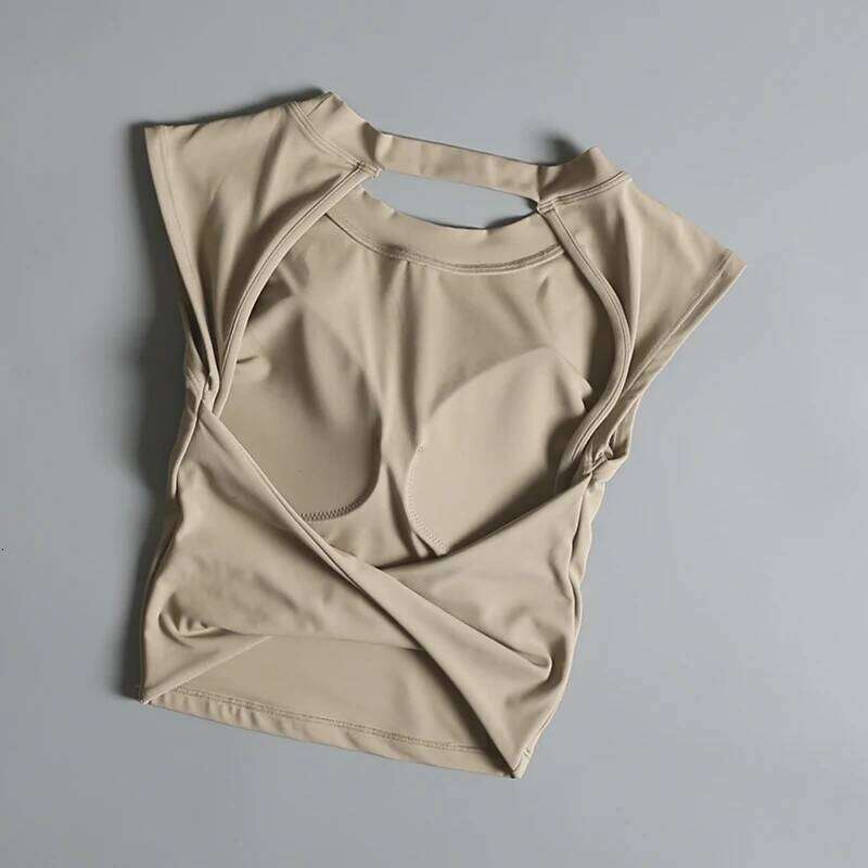 Sexy Short Backless Fixed Chest Pad Sports T-shirt Vest Women's Tight Fitting Quick Drying Slimming Yoga Suit Top Clothing 25T1226
