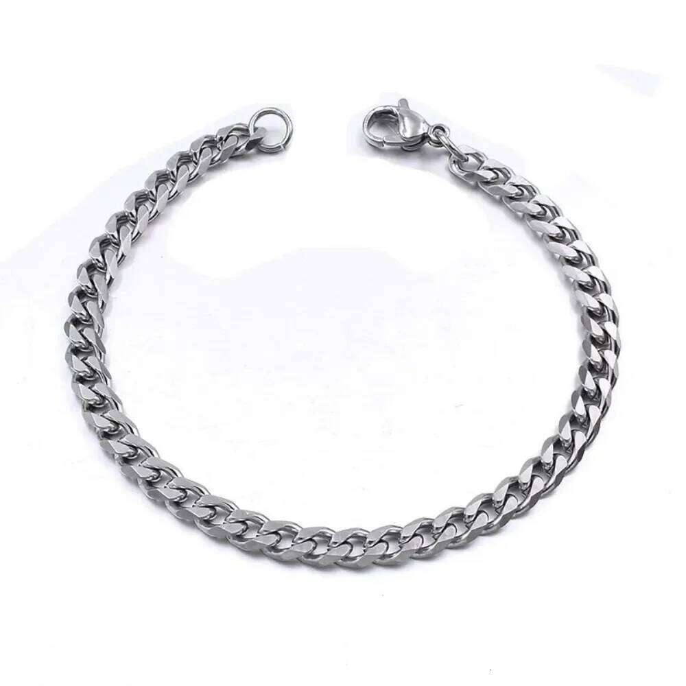 21cm Hot Trendy Cuban Classic Stainless Steel 3 5 7mm Width Chain Bracelet For Men Women Jewelry Party Gift 25T1226