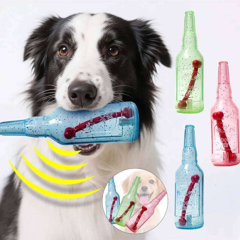 Pet Chew Summer Floating Rubber Bottle For Puppy Interactive Teeth Cleaning Dog Squeaky Toy With Bone Dogs Toys 25N1226