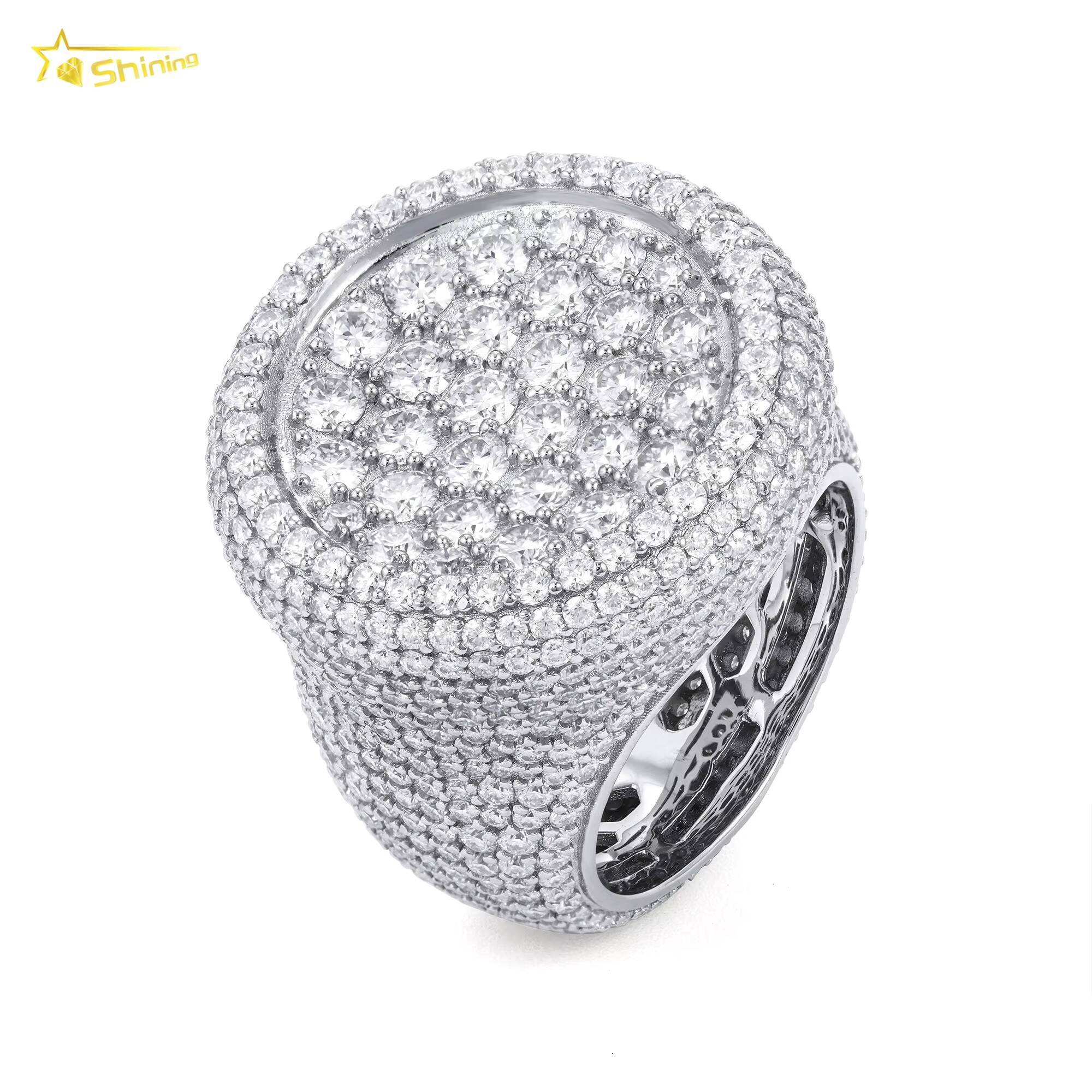 Iced Out Sterling Silver 925 Luxury Rings Fashion Hip Hop Mens Vvs Moissanite Ring