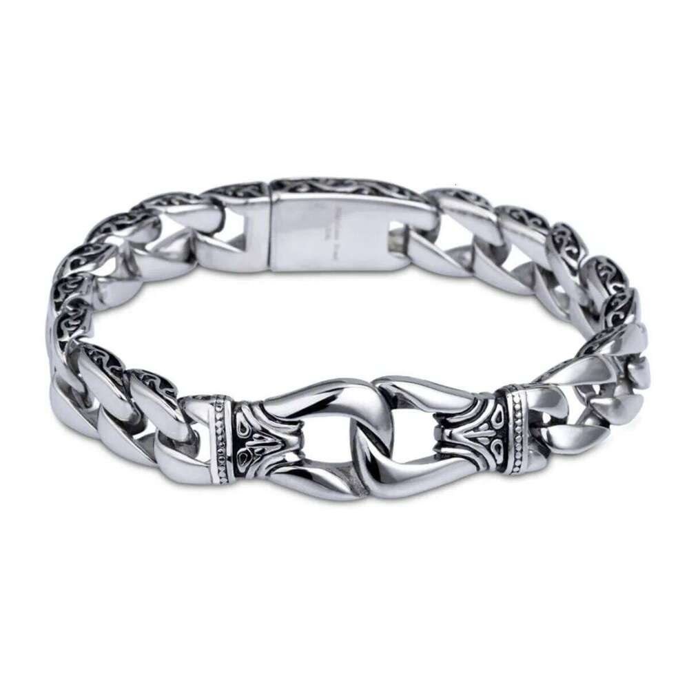 Punk Silver Color Bracelet - Stainless Steel Jewelry for Men, Hypoallergenic Gift & Party Bangles Chain Accessories 25T1226
