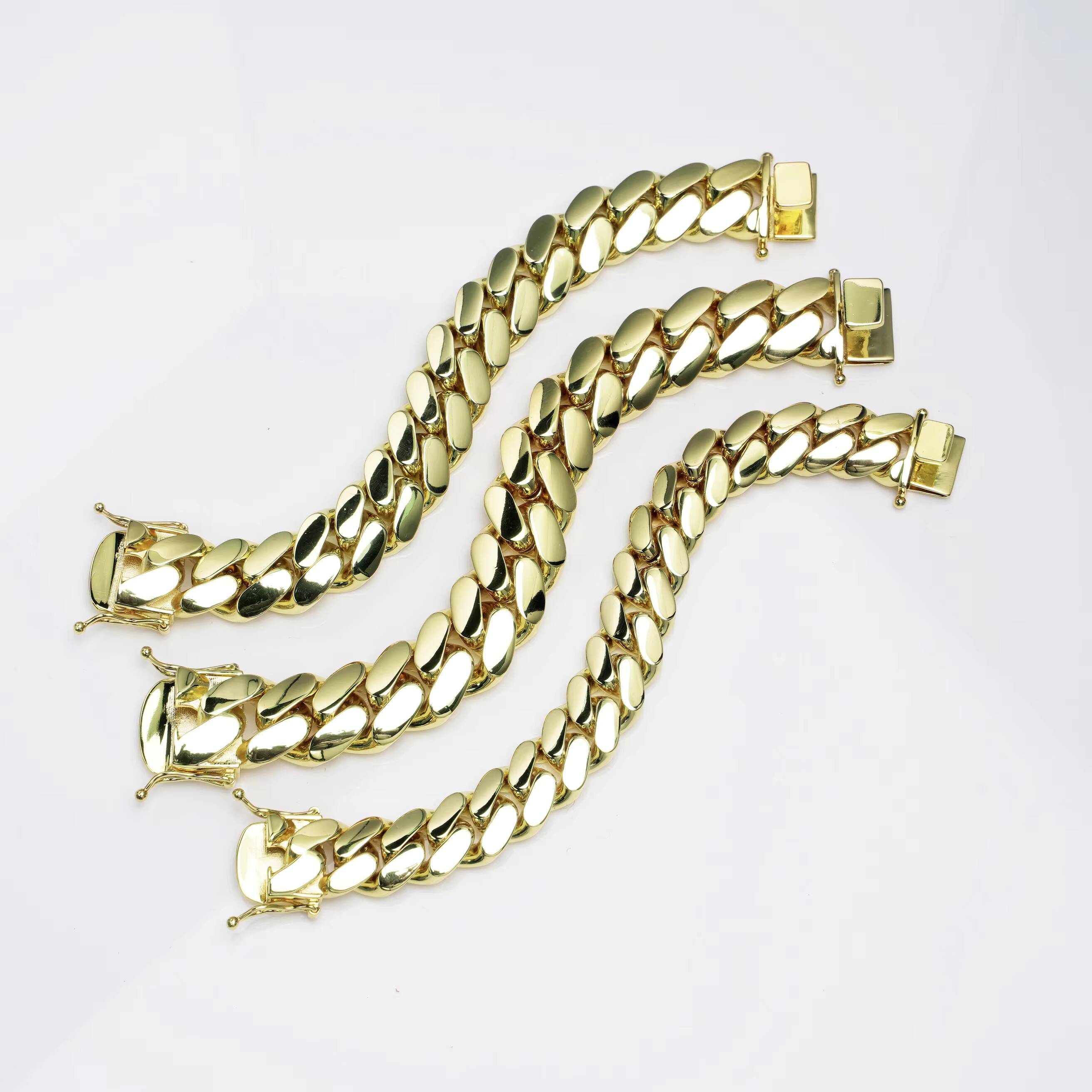 Wholesale Choker Miami Cuban Chain Moissanite Chain Men Necklace 14k Gold Cuban Link Chain Fashion Jewelry Necklaces