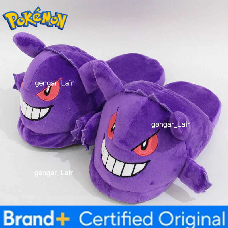 Pokemon Pikachu Gengar Winter Cartoon Warm Plush Slippers Couple Indoor Non-slip House Slides Cute Interest Women Slippers Cotton Shoes W251226