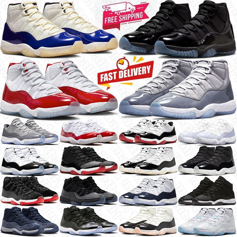 free shipping basketball shoes 11s gamma blue 11 mens trainers Cherry Cool Grey Bred High Low Bred Cement designer sneakers women space jam concord 11s jordanshoe 11