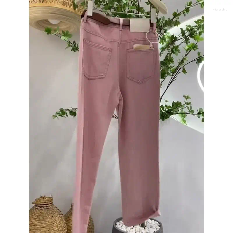 Women's Jeans 2025 Autumn Y2K Girls Ins High Waist Vintage Korean Female Stretchy Versatile Denim Pants Women Solid Color Street Trouser Z260313