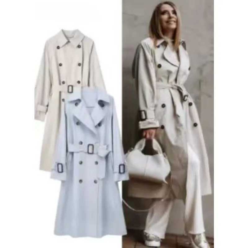 Autumn Fashion Womens Casual Solid Color Lapel Windbreaker With Pockets Belt Leisure Female Vintage Chic Loose CoatT251226