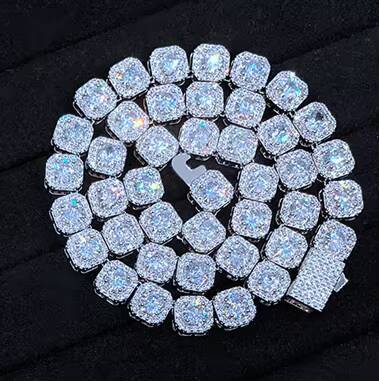 925 Sterling Silver Plated Crushed Bling Necklace Luxury American Style Cz Diamond Necklace Jewelry