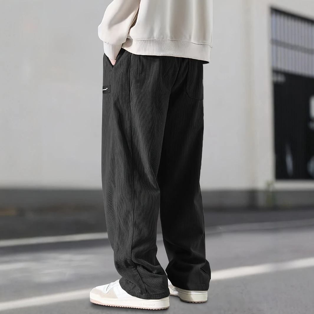 MenS Corduroy Straight Leg Pants with Drawstring Waist Pockets and n Stretchy Casual Fit for Everyday Wear Spri 251226