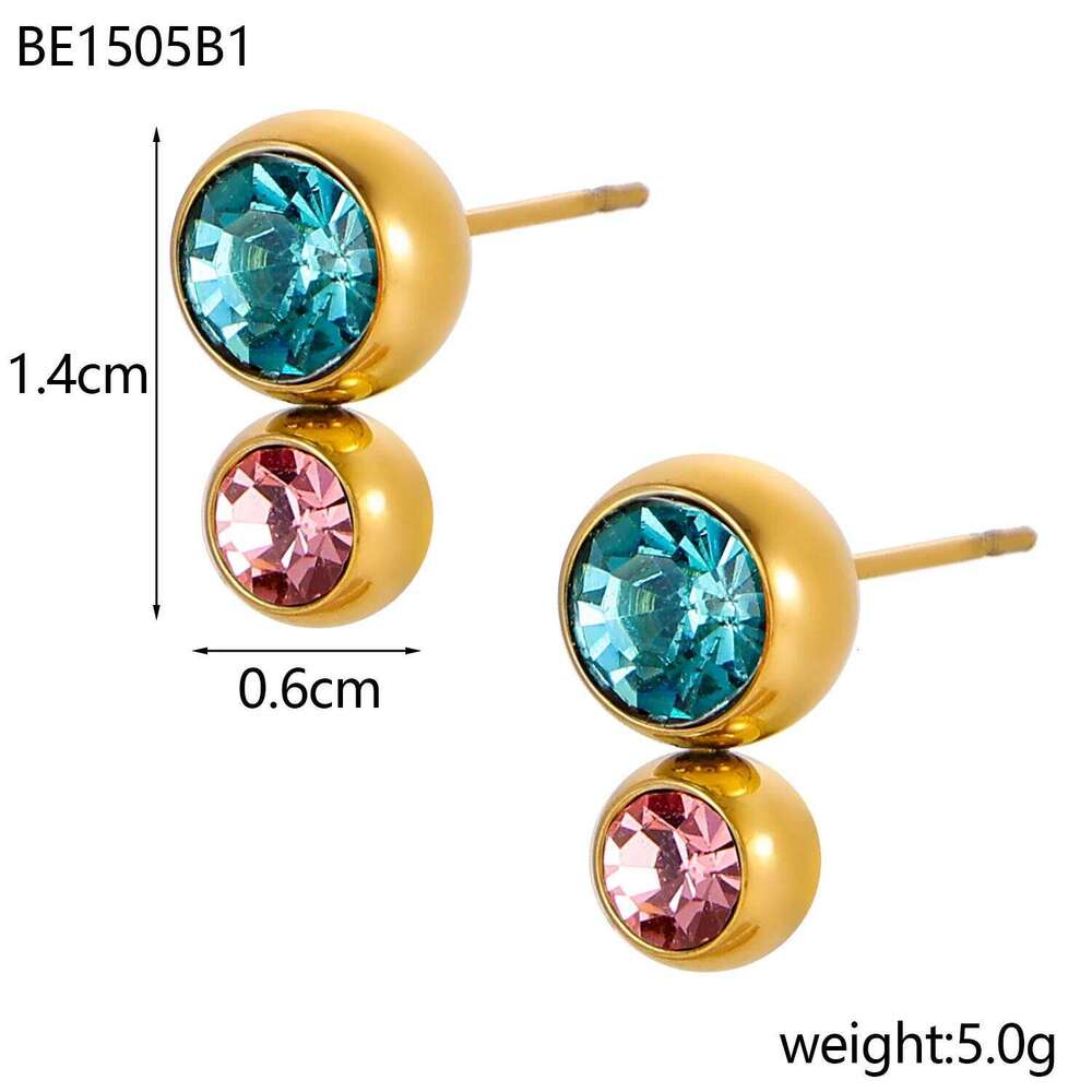 CARLIDANA Trending Simple Multi-Colored 18k Gold Color Round Zircon Stud for Women New Fashion Jewelry Earrings 25H1226