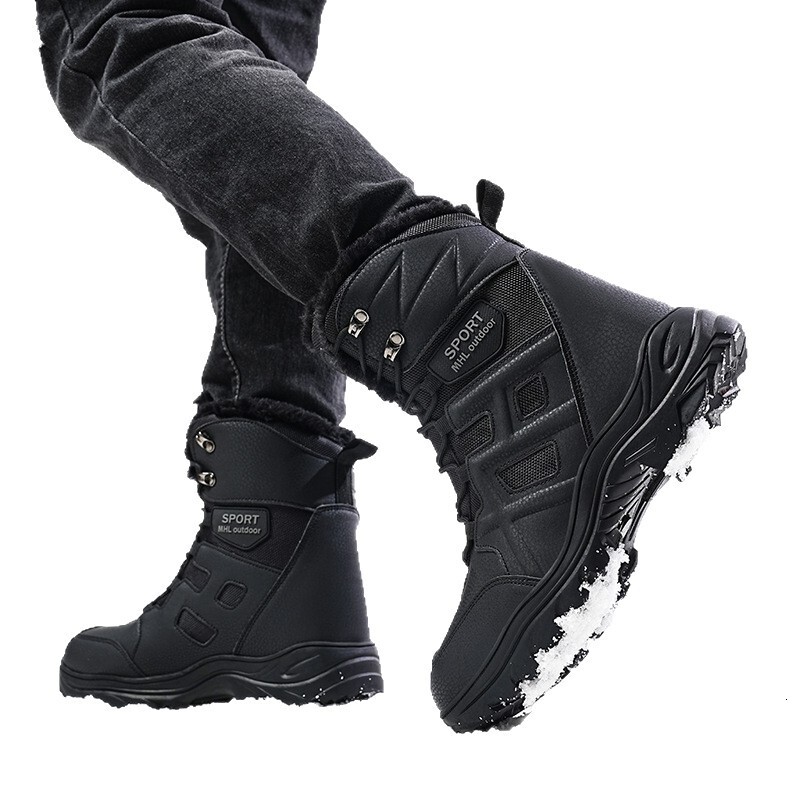 Cross-Border Hot-Selling High-Top Cold-Proof Winter Fleece-Lined Thickened Large Size Outdoor Combat Men's Hiking Shoes Snow Boots
