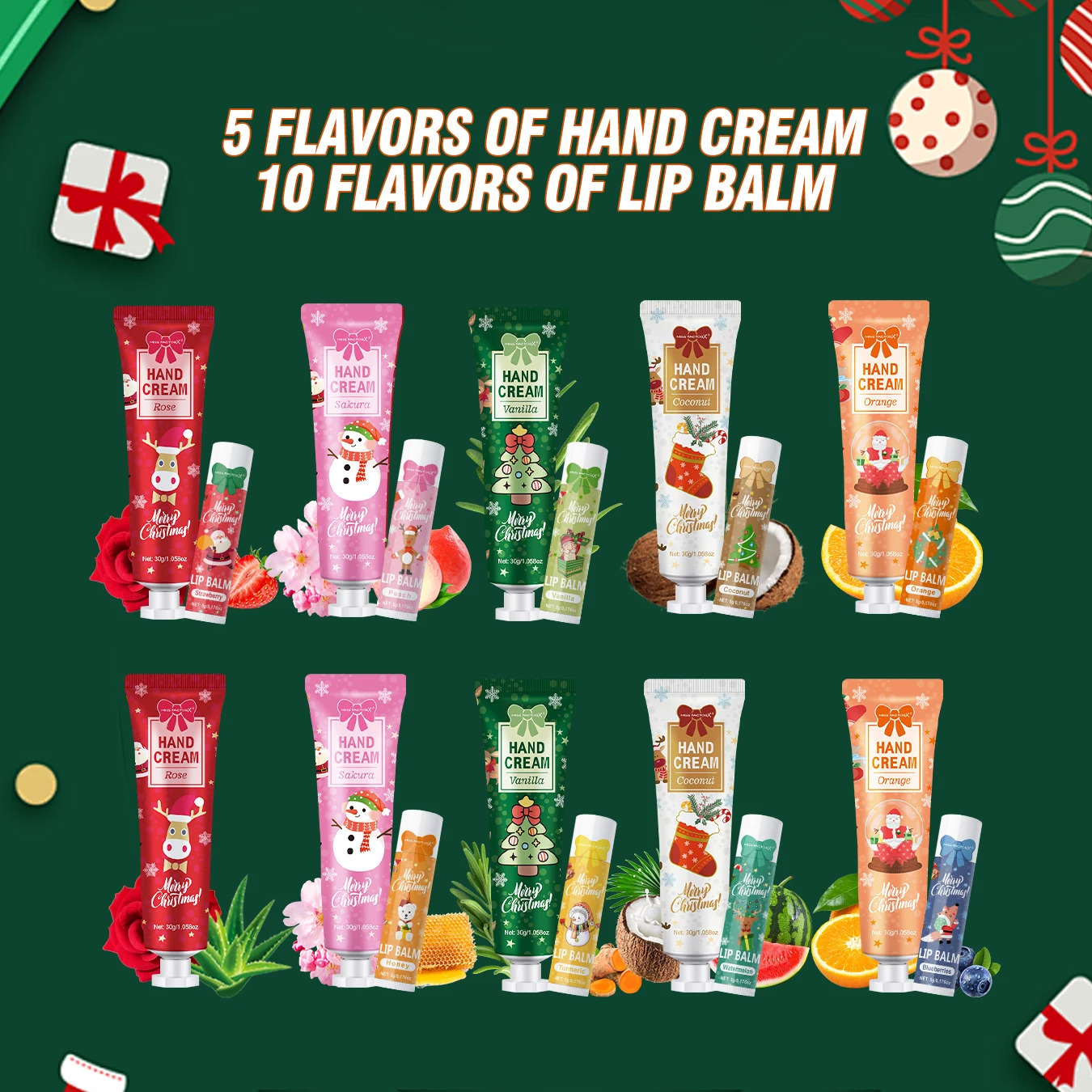 Christmas gift set distribution 120PCS/box in bulk lip balm in bulk hand cream in bulk Christmas cards gift gauze bags 251222