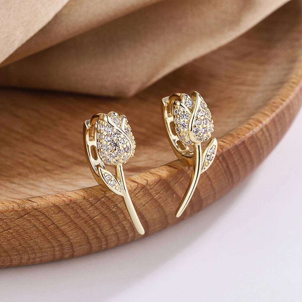 Huitan Korean Style Flower Shaped Hoop Earrings for Women Silver Color/Gold Color Fancy Girls Ear Accessories Trendy Jewelry