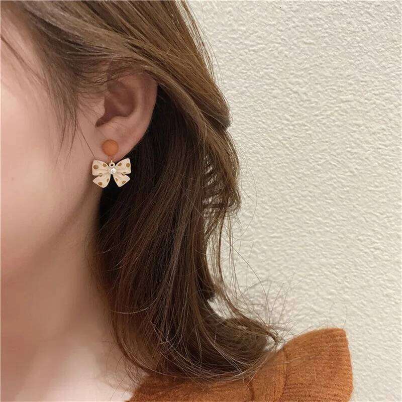 Fashion New Women Pearl Bow-Knot Studs Earrings Jewelry Office Lady Wedding Trinket Ear Pins Student Girl Party Gift 25H1226