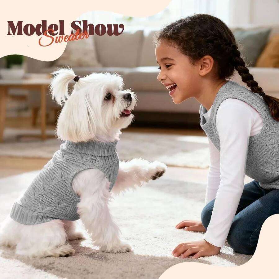 Cute Sweater Turtleneck Soft Girl Boy Dog Clothes Fall Winter Warm Pet Puppy Knitted Pullover Outfits for Small Mediu 25T1226
