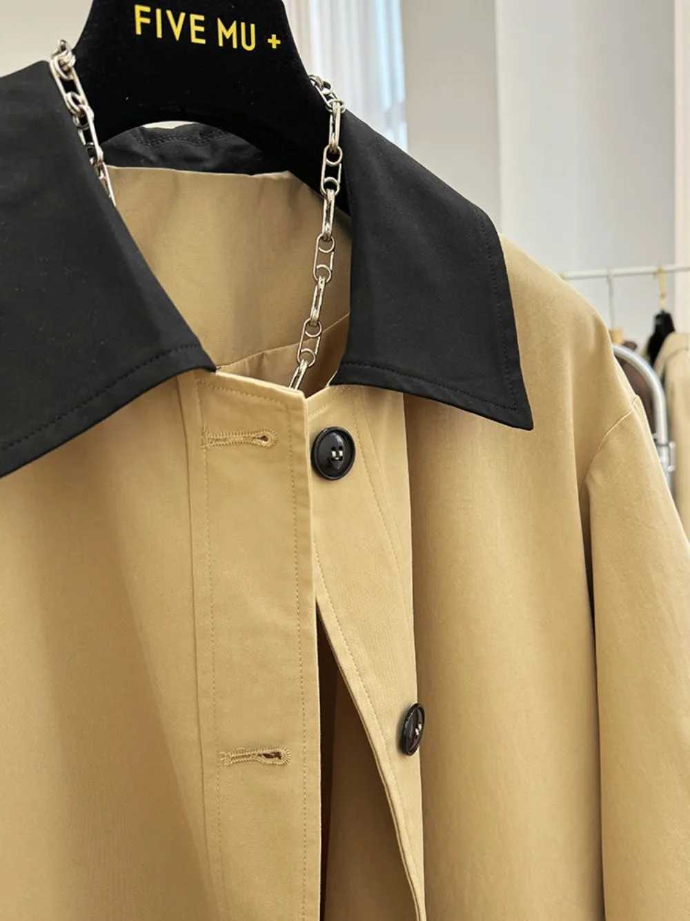 Neploe New Advanced Elegant Panelled Coat Turn-down Collar Mid-length Windbreak Western Safari Style Loose Casual Luxury JacketT251226