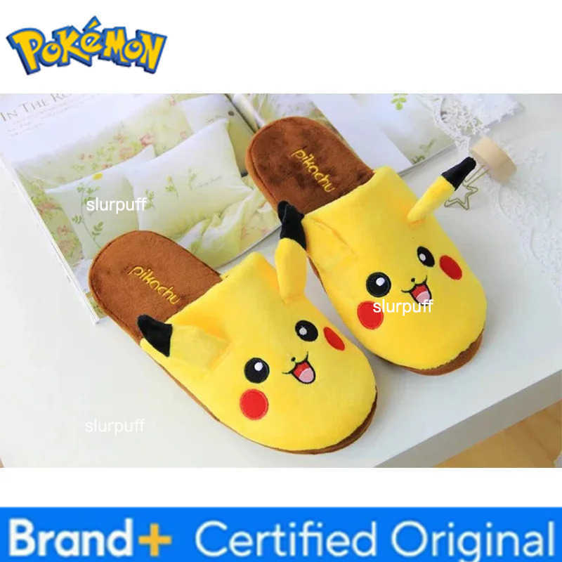 Pokemon Pikachus Slippers Women Soft Home Cotton Slipper Winter Indoor Light Comfort Floor Shoes Cartoon Women Shoes W251226