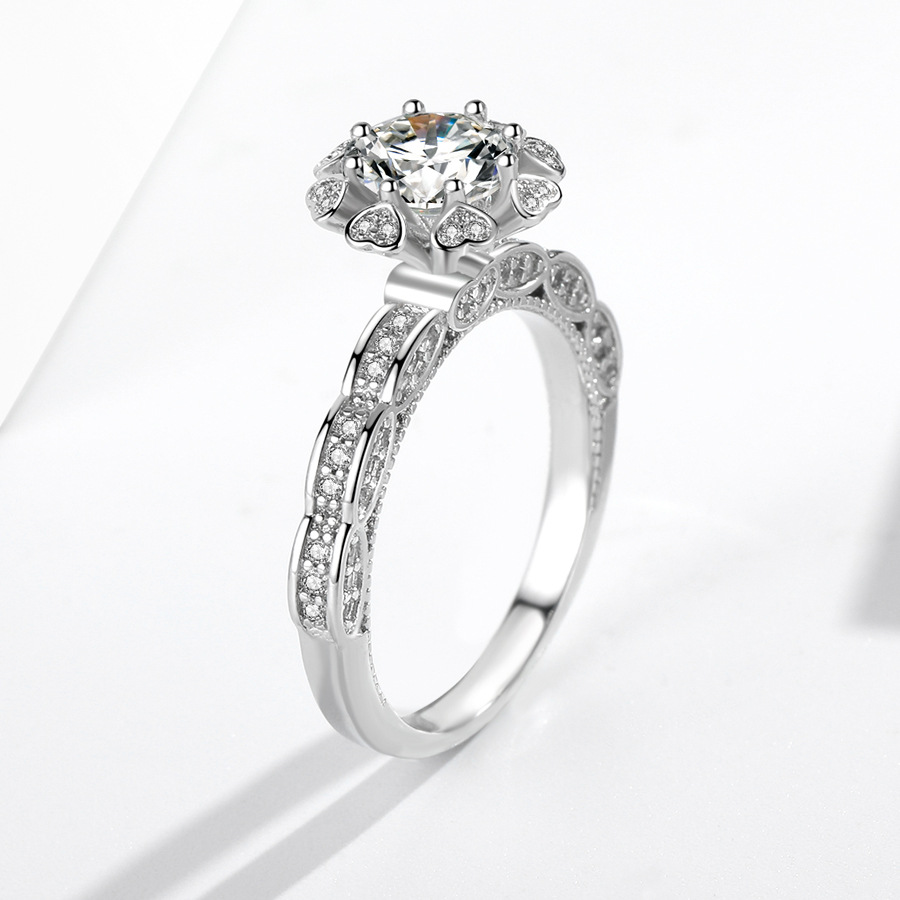 2026 Choucong 1CT Wedding Rings Luxury Jewelry 925 Sterling Silver Round Cut 5A Zircon CZ Diamond Elegant Party Women Engagement Flower Band Ring Love