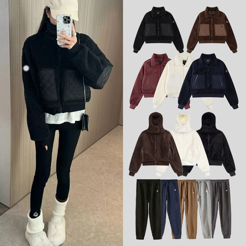 New HOT Alonessities Sets Women Clothes Leggings Pant Jacket Sets Fleece Stand Thick Warm Coat High Waist Yoga Leggings Alonessities Jacket Women Pant Sets QL2
