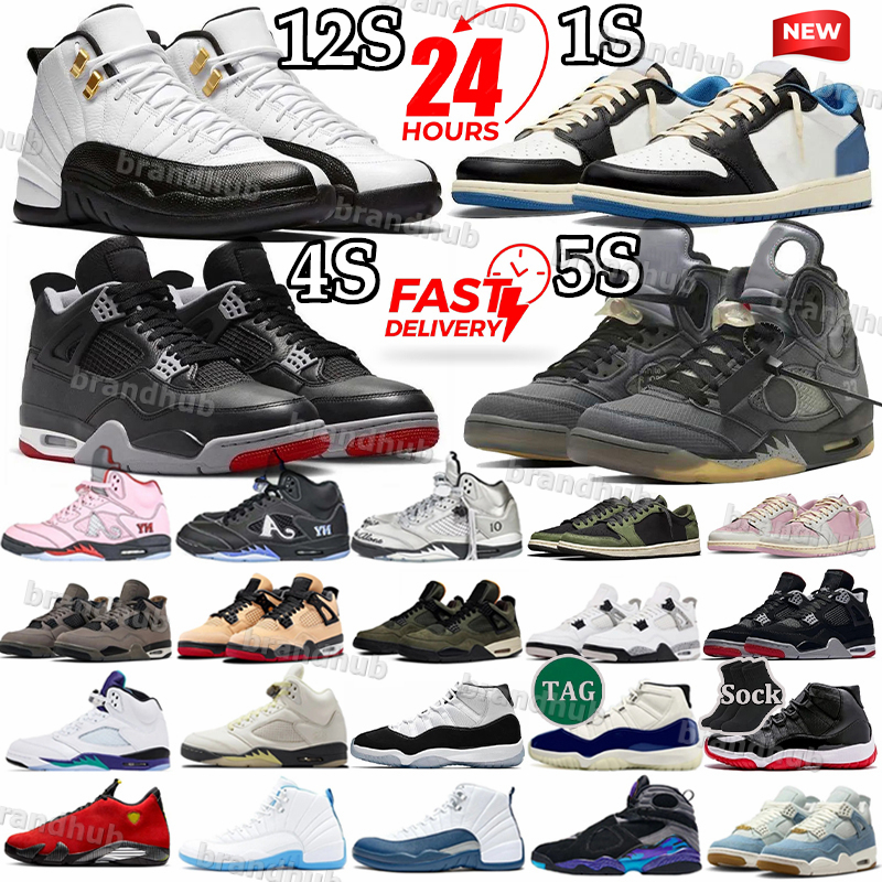 With Box 4s 5s 11s 12s basketball shoes 4 Black Cat 11 Gamma Pearl H-Town 12 Taxi Varsity Red Pearl Pink Canyon Orchid Thunder men women sneakers trainers sports shoes