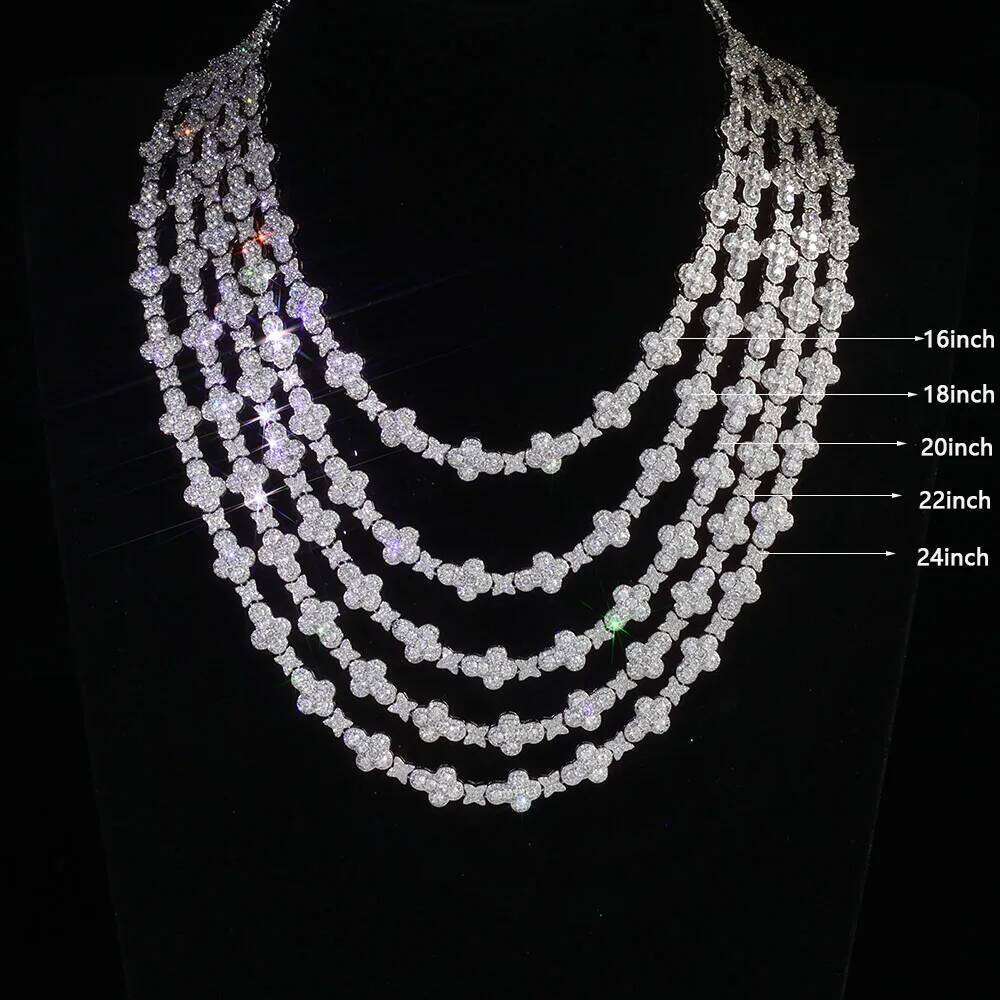 HipHop Iced Out Link Chain Jewelry New Style Shiny Diamond Women Full Pave Cubic Zirconia Cross star Choker Necklace