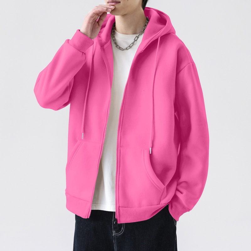 American Hoodie Jacket for Men, Fall Teenager Vintage Heavyweight Zip-Up Cardigan, Casual & Versatile Sweatshirt
