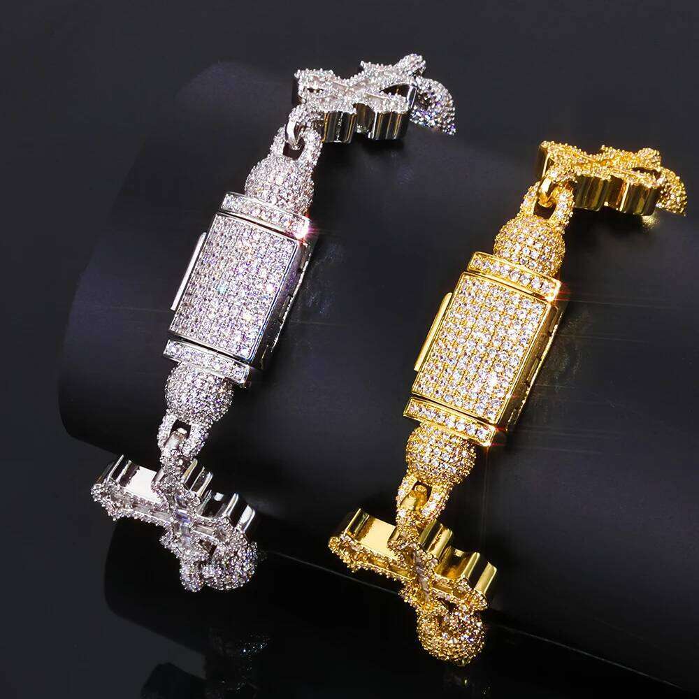 jewelry Custom Baguette Cubic Zirconia Iced Out Bead Cross Infinity Necklace Hip Hop Jewelry 18mm Cuban Link Chain Party Gift