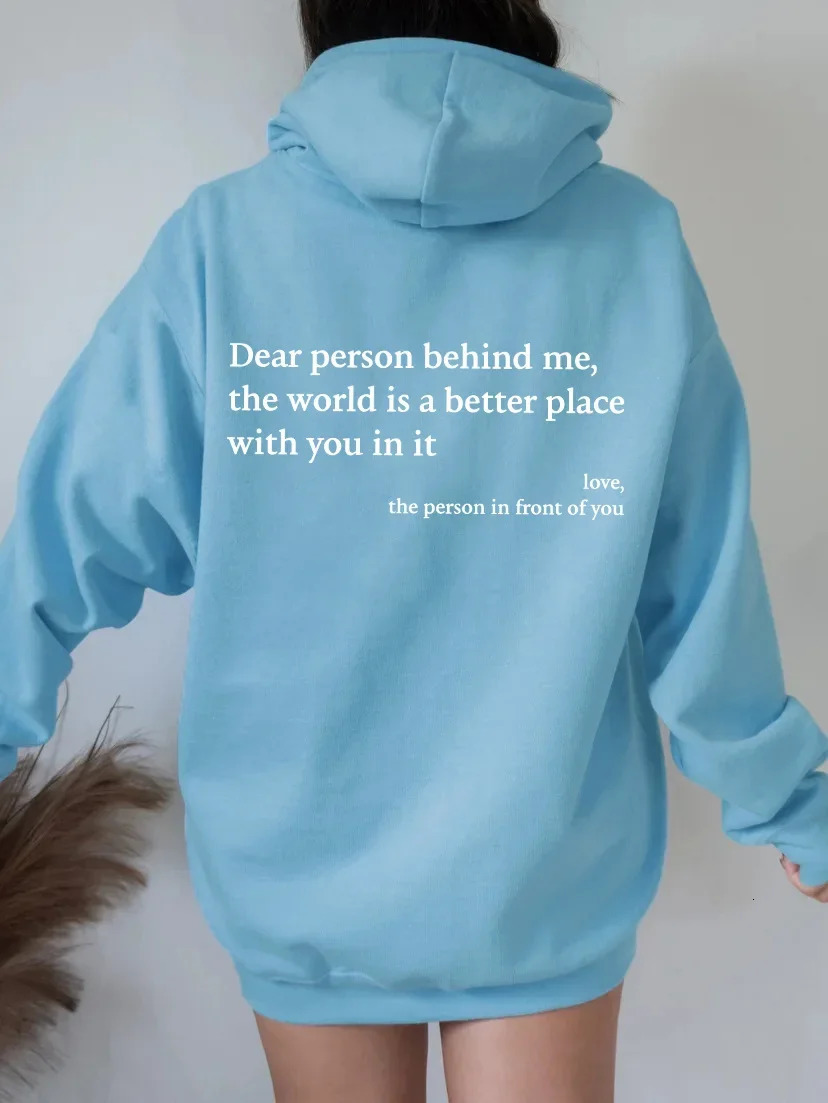 Dear Person Behind Me Mens Hoodie With Kangaroo Pocket Pullover Vintage Women Hoodie with Words on Back Unisex Trendy Hoodies 251225