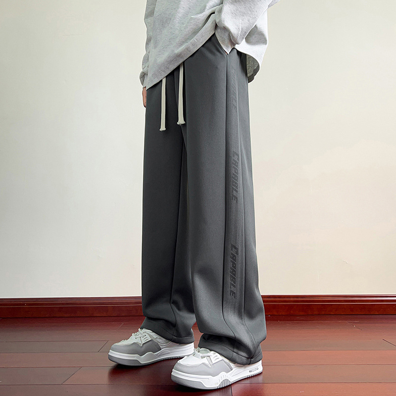 2026 New Arrival Men's Trendy American Straight-Leg Striped Casual Pants, Loose-Fit & Versatile Wide-Leg Sweatpants for Spring & Fall