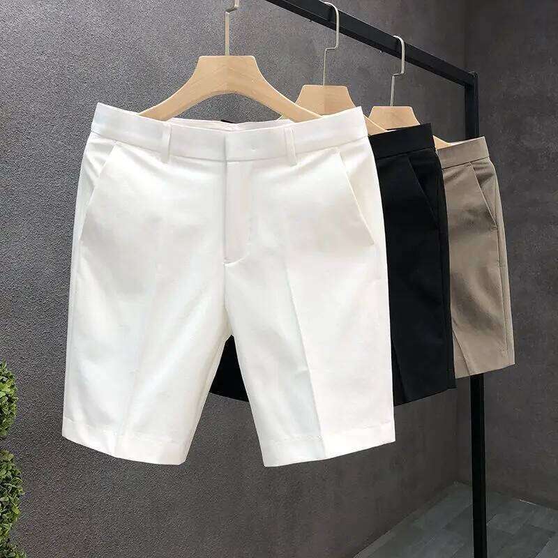 High-End Light Business Suit White Slim Straight Men's Summer Thin Casual Shorts