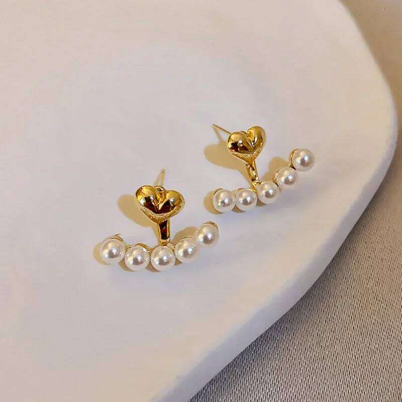New 2024 Korean Fashion Heart Pearl Dangle Earrings Luxury Wedding Jewelry Accessories for Women Gift Pendientes Mujer 25H1226