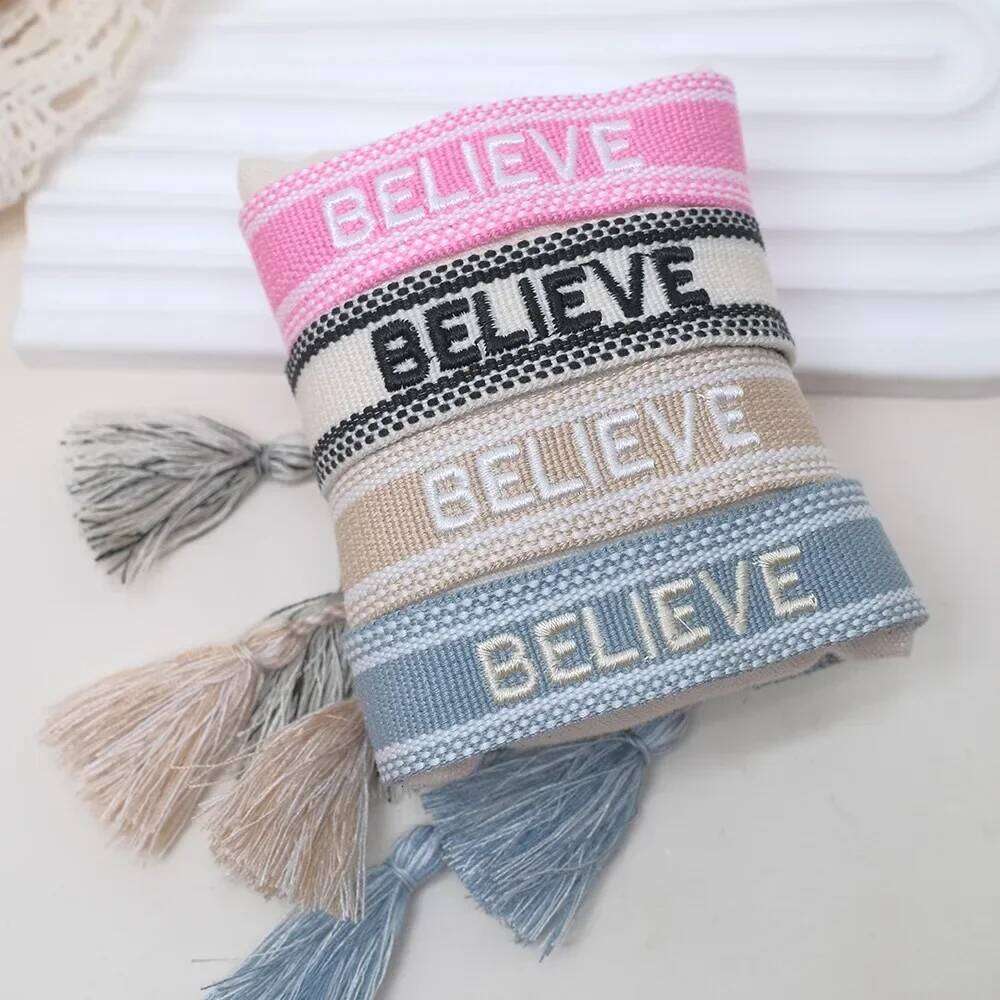 2023 New Adjustable Woven Friendship Couple Bracelet For Women Bohemia Braided Embroidery Letters Tassel Bangles Fashion Jewelry 25T1226