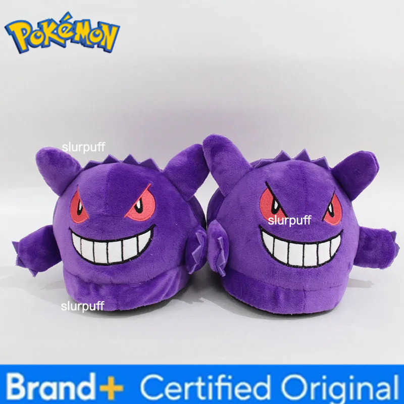 Pokemon Pikachu Gengar Winter Cartoon Warm Plush Slippers Couple Indoor Non-slip House Slides Cute Interest Women Slippers Cotton Shoes W251226