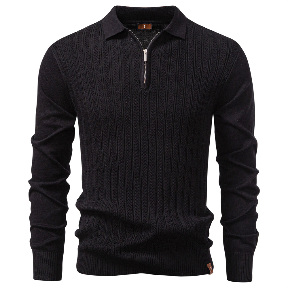 WOZK autumn and winter new men's sweater long sleeved knitted sweater half zipper business casual thin sweater men