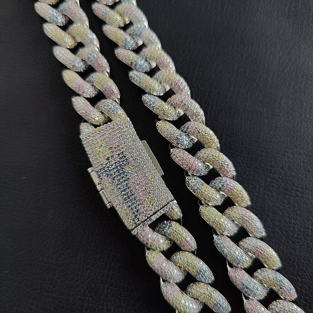 Hip Hop 18mm Iced Out Cuban Silver Plated Full Pave Bling Zircon Chain Chunky Necklace For Women