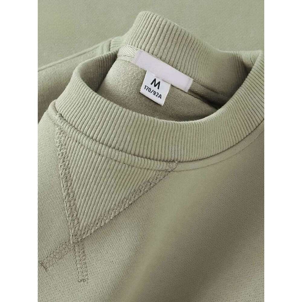 Unisex Round Neck Sweatshirt Pure Color American Sle Spring Autumn Casual Jacket Loose Fit Cotton Polyester Easy Care