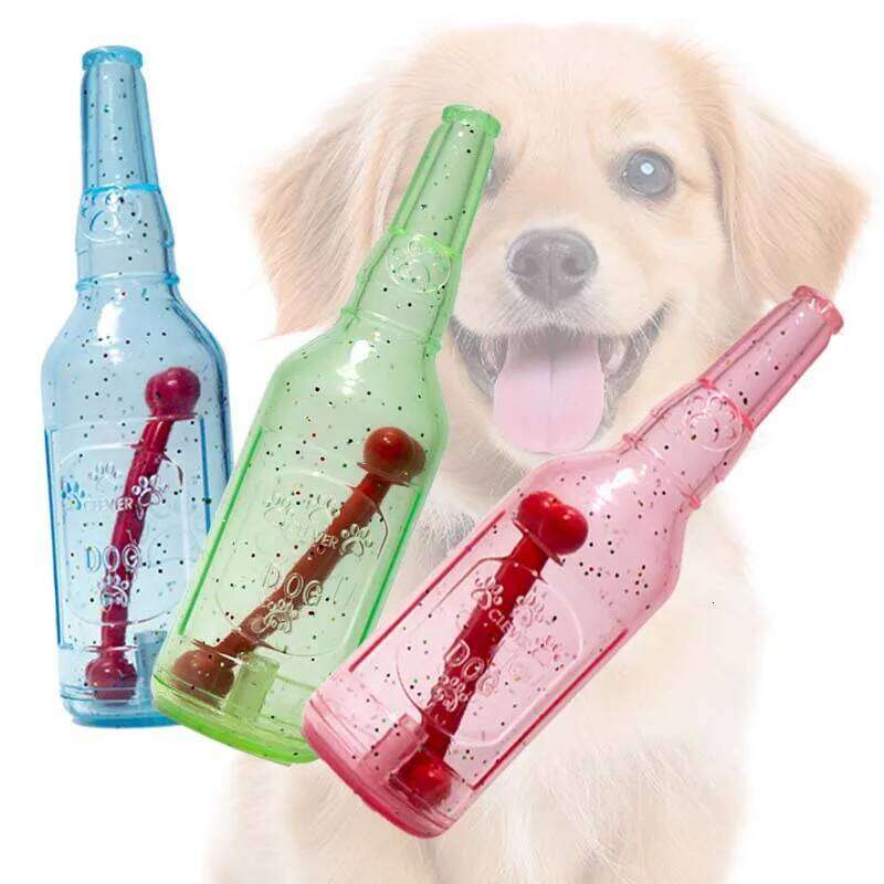Pet Chew Summer Floating Rubber Bottle For Puppy Interactive Teeth Cleaning Dog Squeaky Toy With Bone Dogs Toys 25N1226