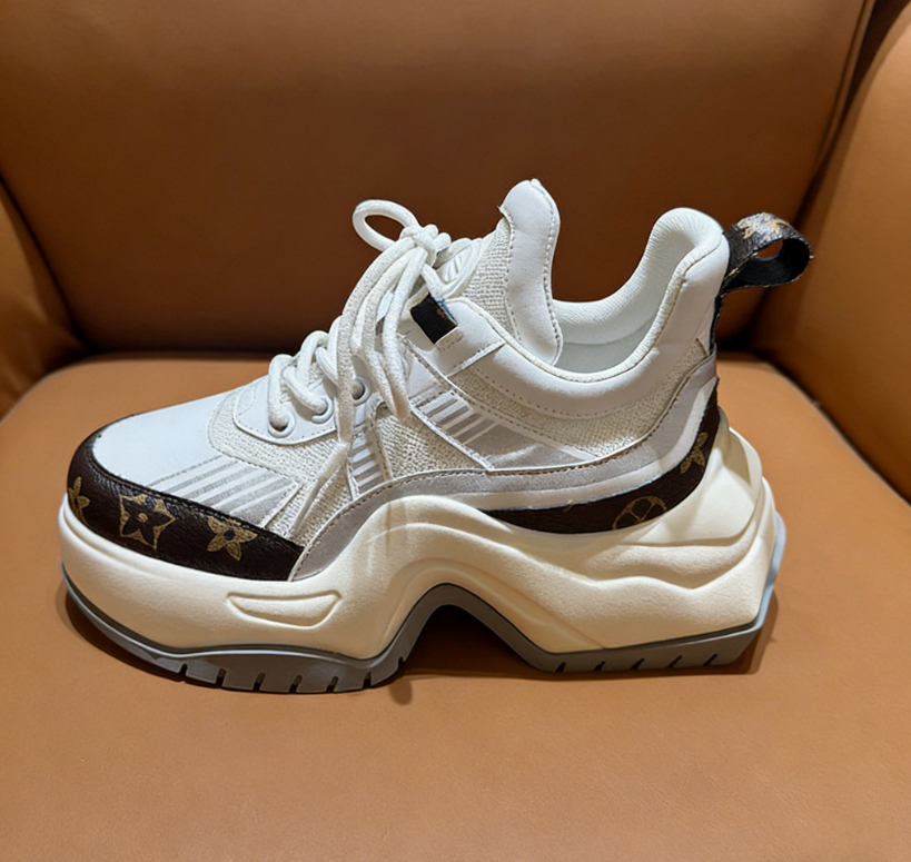 New Arrival Print Women Shoes 2026 Spring Summer Popular Arch-shaped Sole Fashion Casual Sneakers Thick Platform for Height Increase Versatile Free Shipping