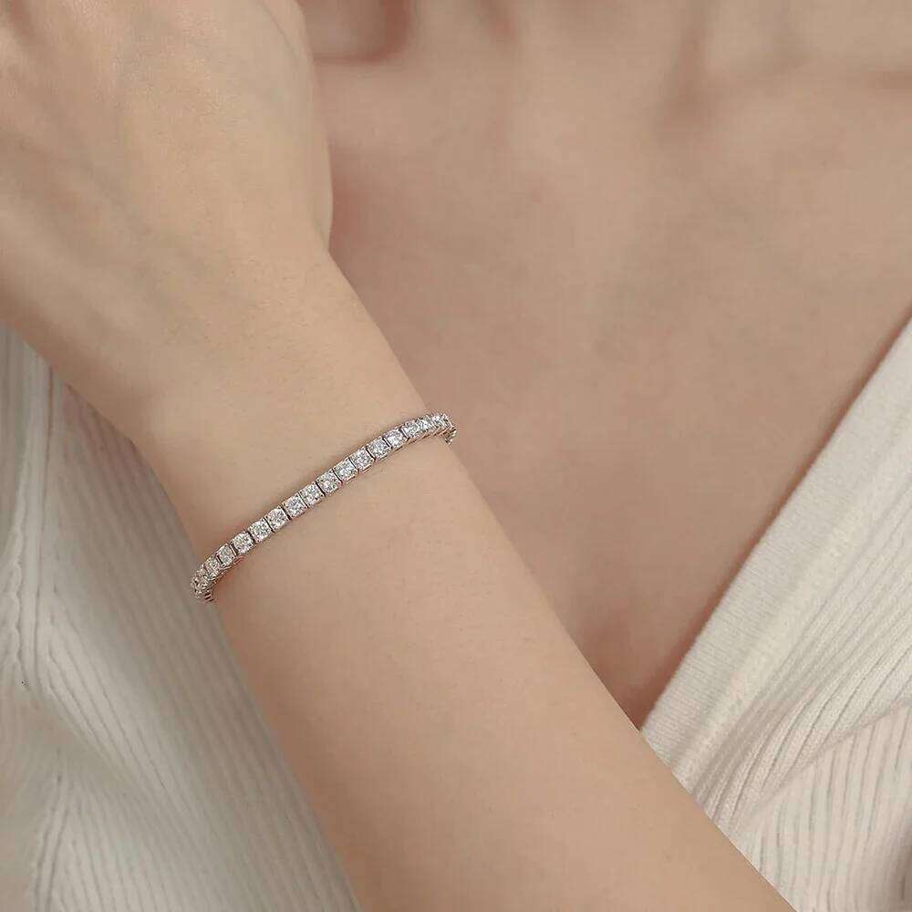 3mm 4mm Moissanite Tennis Bracelets for Women Men Sparkling Diamond GRA S925 Silver Plated White Gold Bracelet Wedding Jewelry 25T1226