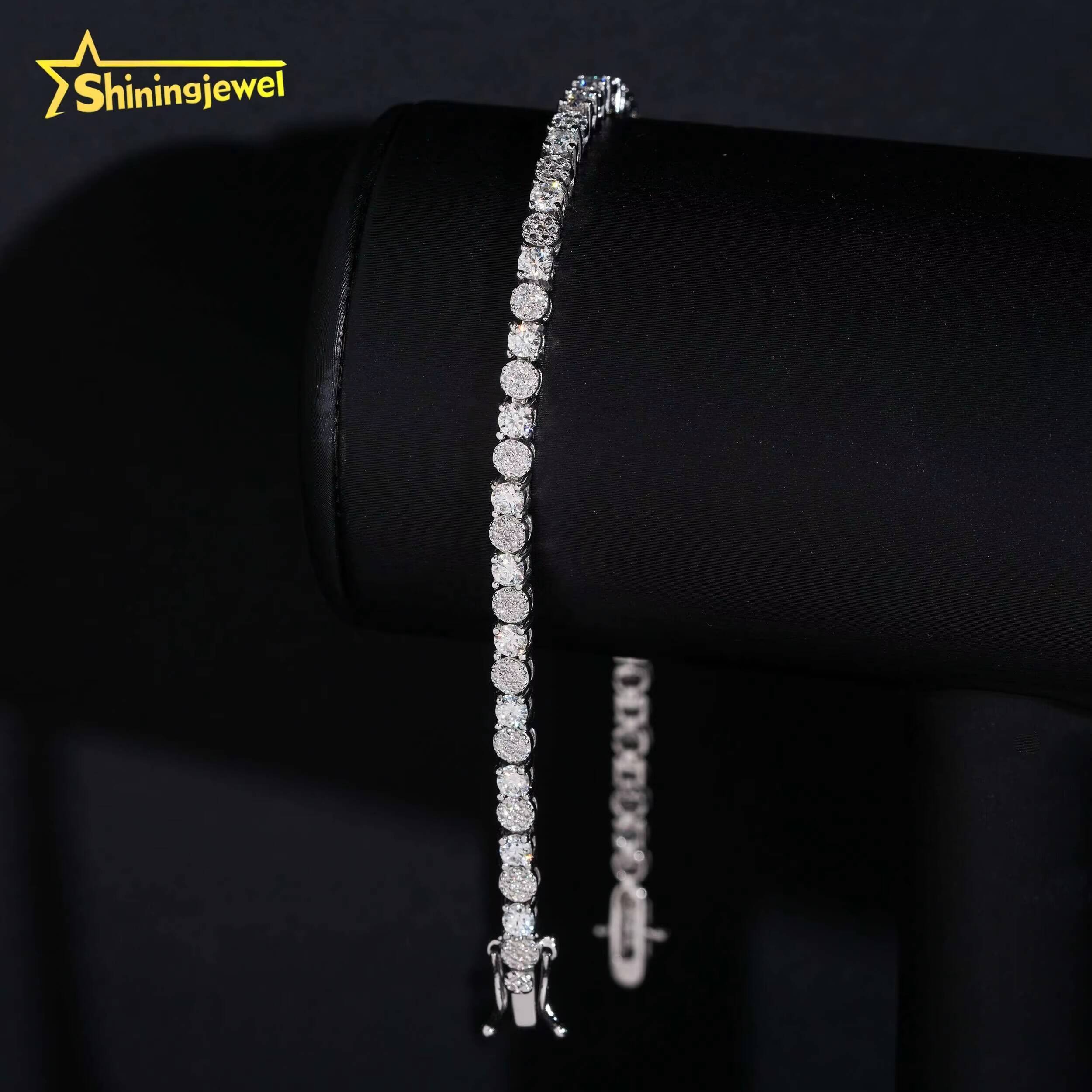 Unique Iced Out Elegant Moissanite Jewelry Hip Hop High Quality 38mm S925 Tennis Bracelet