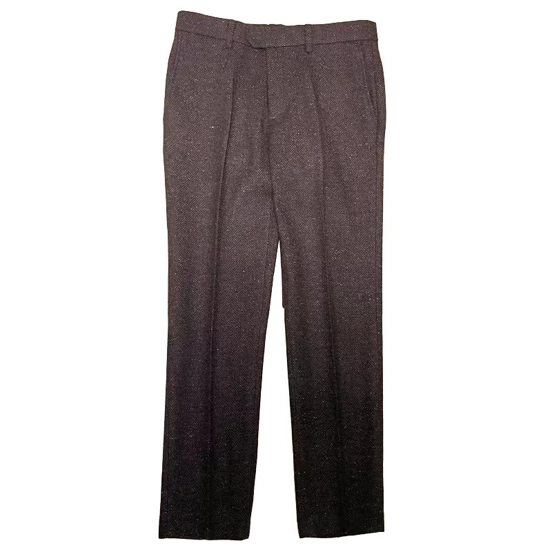 AmericanStyle Retro Tweed HighWaisted Herringbone Wool Casual StraightLeg Mens Trousers for Autumn and Winter in Large Sizes 251226