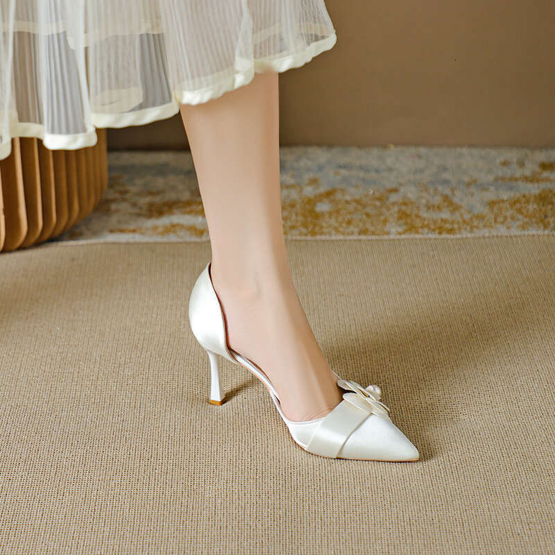 31-44 Plus Size Camellia High Heels for Women Design Elegant Socialite Stiletto Pumps bridal flats for wedding