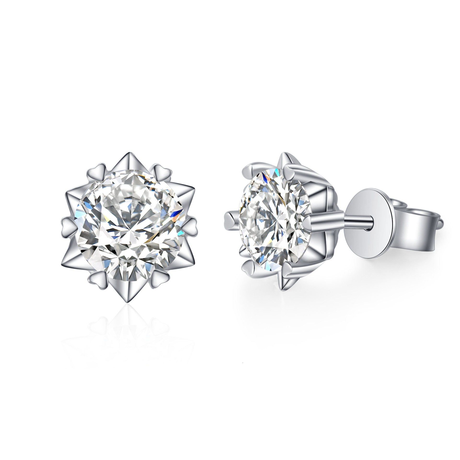 S925 Sterling Silver Snowflake Moissanite Fire Earrings Studs Gra VVS Designer 0.6 1 2 3 4 Ct Lab Grown Diamond Womens Wedding Stud Earring Luxury Jew