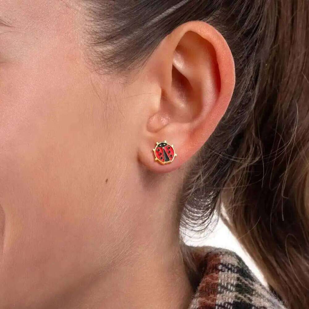 Cute Rainbow Unicorn Stud Earrings for Women Girls,Stainless Steel Insect Beetle Earrings,Charms Jewelry Accessories Gift 25H1226