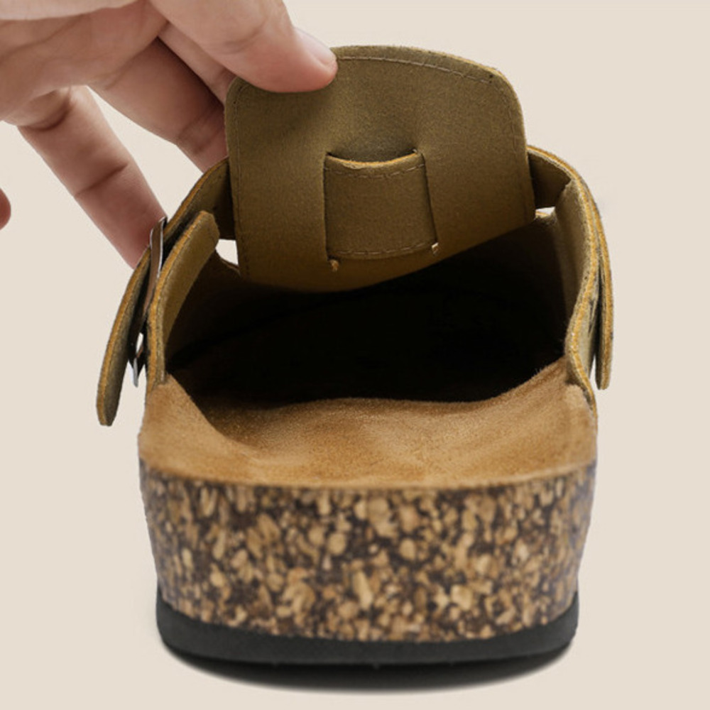 Designer Shoes Sandals Outdoor Non-Slip Wear-Resistant Slip-On Cork Couple Closed-Toe Half Slippers