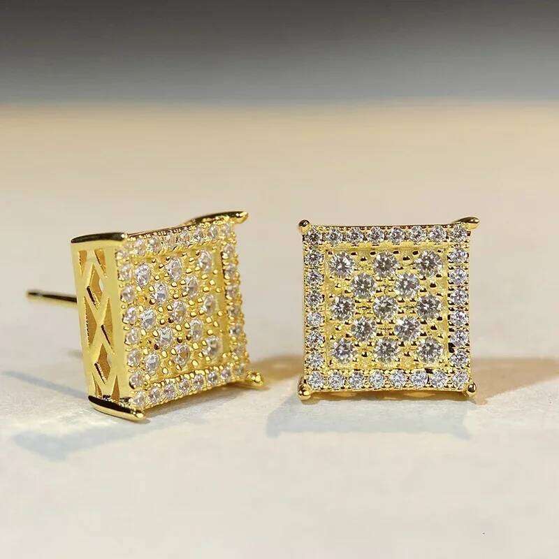 Huitan Classic Square Shaped Stud Silver Color/Gold Color Exquisite CZ Earrings Temperament Elegant Women Jewelry